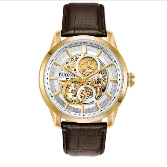 Bulova Mens Analogue Classic Automatic Watch with Leather Strap 97A138, Strap